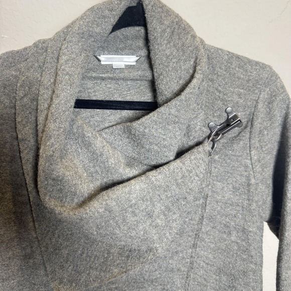 Garnet Hill Sweater Womens 6 Gray Wool Shawl Collar Wrap Cardigan‎ Coat - Picture 3 of 11